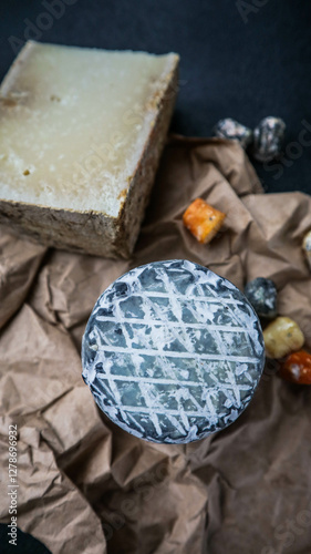 craft goat cheese with mold close-up