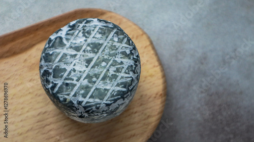 craft goat cheese with mold close-up