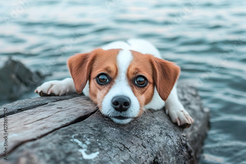 Adorable Puppy by the Water...