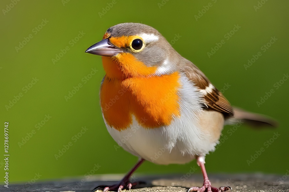 Fototapeta premium Close-up of a Colorful European Robin with Orange Breast