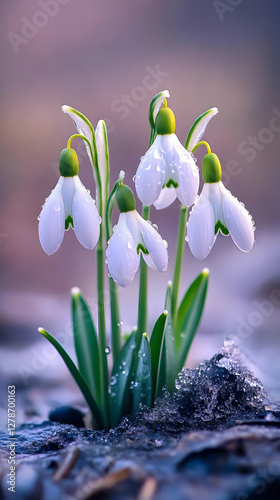 Snowdrop Flowers Realistic ...