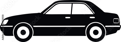 Minimalist Black Car Silhouette Vector Illustration | Simple Vehicle Icon for Transportation, Auto, Driving, Travel, Road, Speed, Sedan, Car Design, Motion, and Modern Design Elements