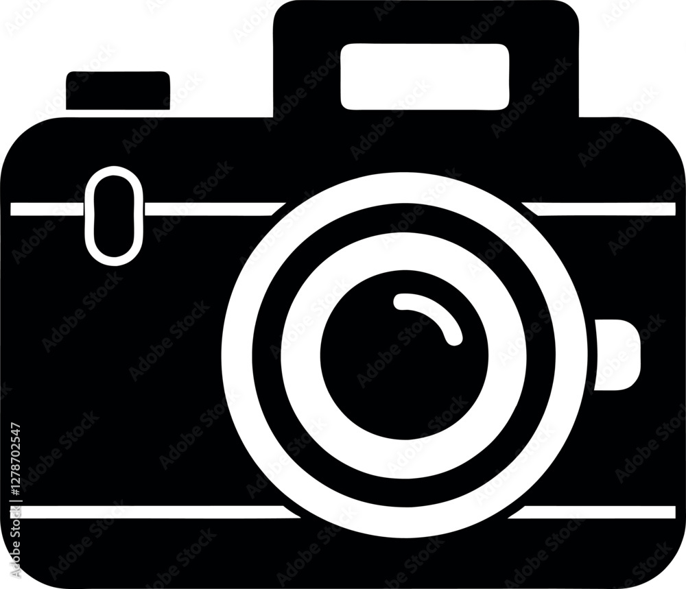 Minimalist Black Camera Silhouette Vector Illustration | Simple Photography Icon for Camera Gear, Photo, Picture, Lens, Capture, Photography, Snapshot, Technology, and Visual Arts Design