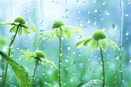 Rainy Day Flowers Illustration