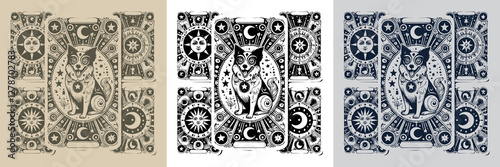 celestial dog vector playing card tattoo design