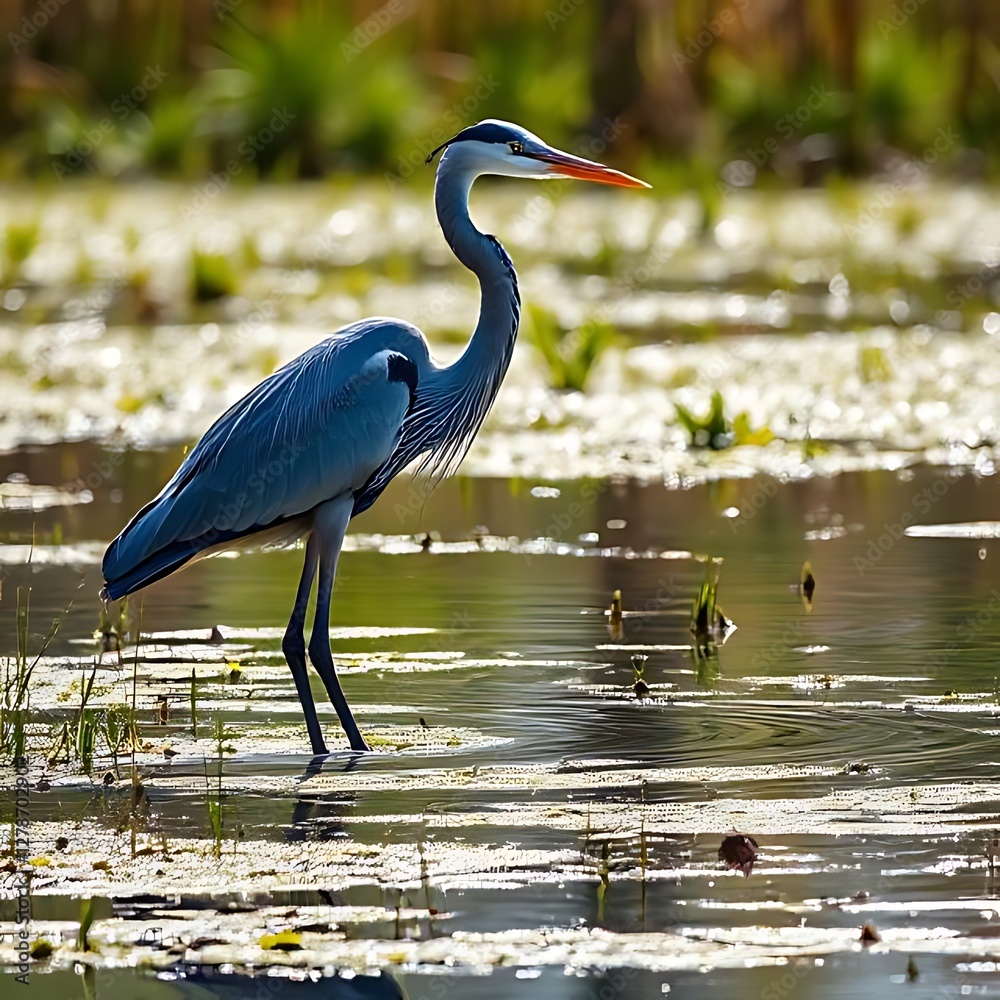 Naklejka premium great blue heron ardea cinerea