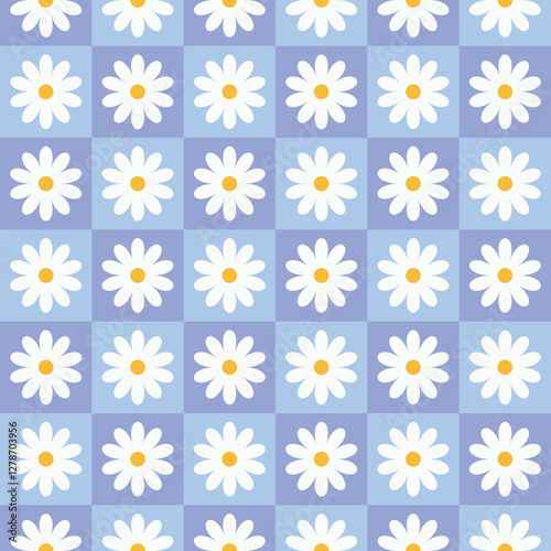 Daisy Checkered Pattern vector illustration