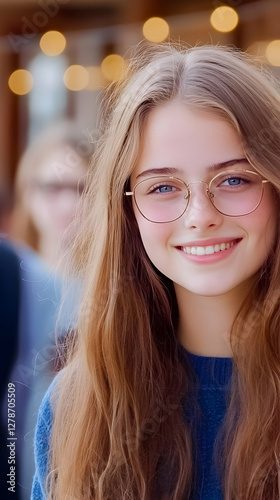 Smiling Girl with Long Hair...
