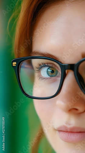 Closeup Eyeglasses Woman Re...