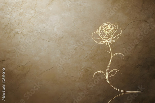 Golden Rose Line Art on Bro...