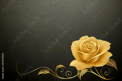 Golden Rose Illustration on...