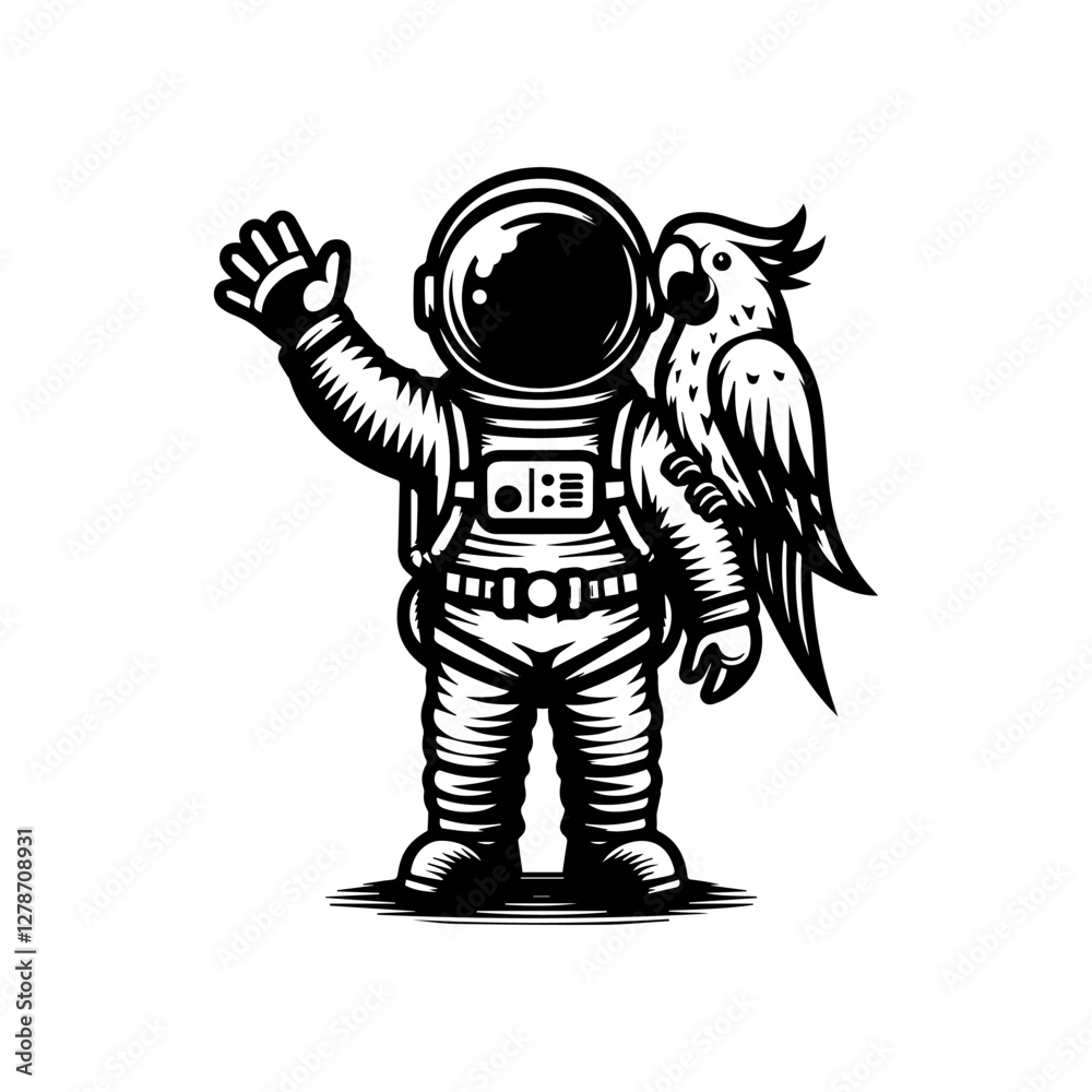 astronaut and parrot logo design astronaut and parrot logo design
