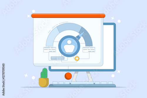 Performance data analysis concept, Marketing data research, investment report, marketing study, audition service. Flat vector illustration on background.