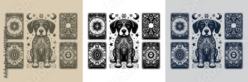 vintage dog vector playing card tattoo design