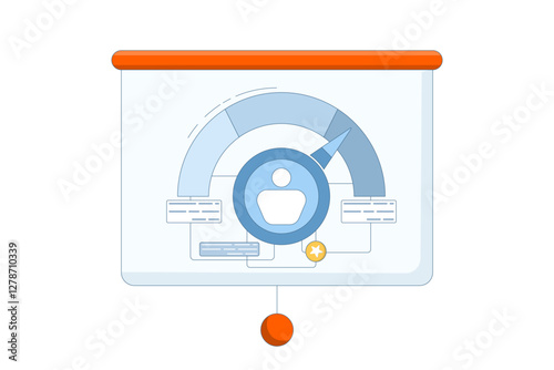 Performance data analysis concept, Marketing data research, investment report, marketing study, audition service. Flat vector illustration on background.