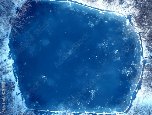 Frozen Pond Aerial Photo: W...