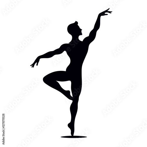 Male ballet dancer performing pose silhouette