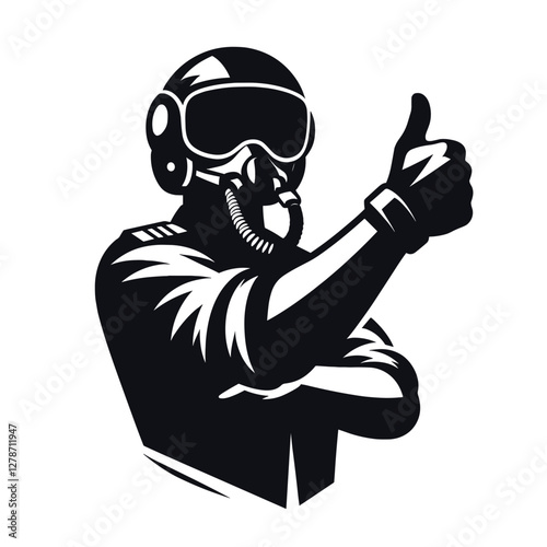 Pilot giving thumbs up silhouette
