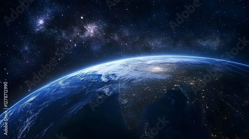 Earth from Space Night Illu...