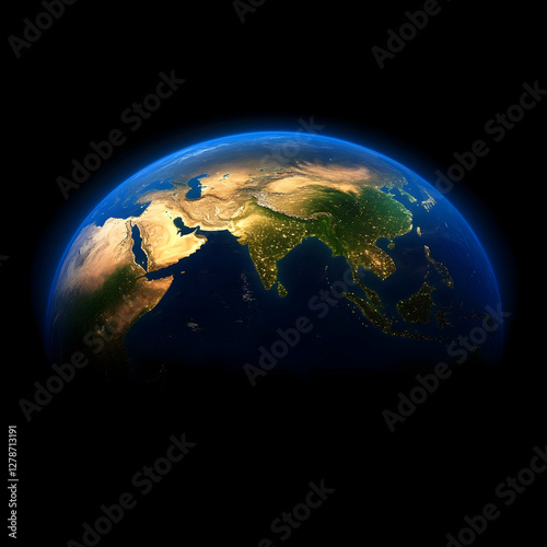 Earth's Night Lights 3D Render