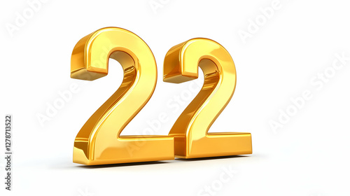 Golden 3D Number 22 Illustr...