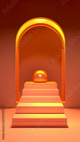 Golden Sphere on Steps 3D I...