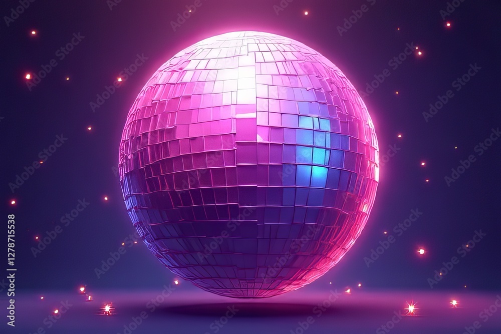 Obraz premium Glowing Pink Disco Ball in Neon Light