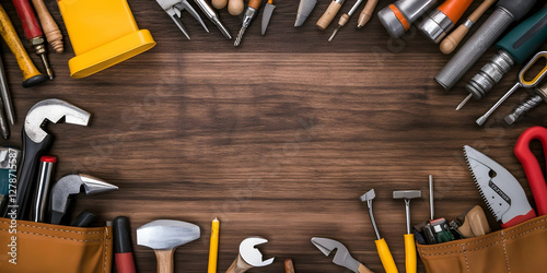 Handyman's Tools on Wood Ba...