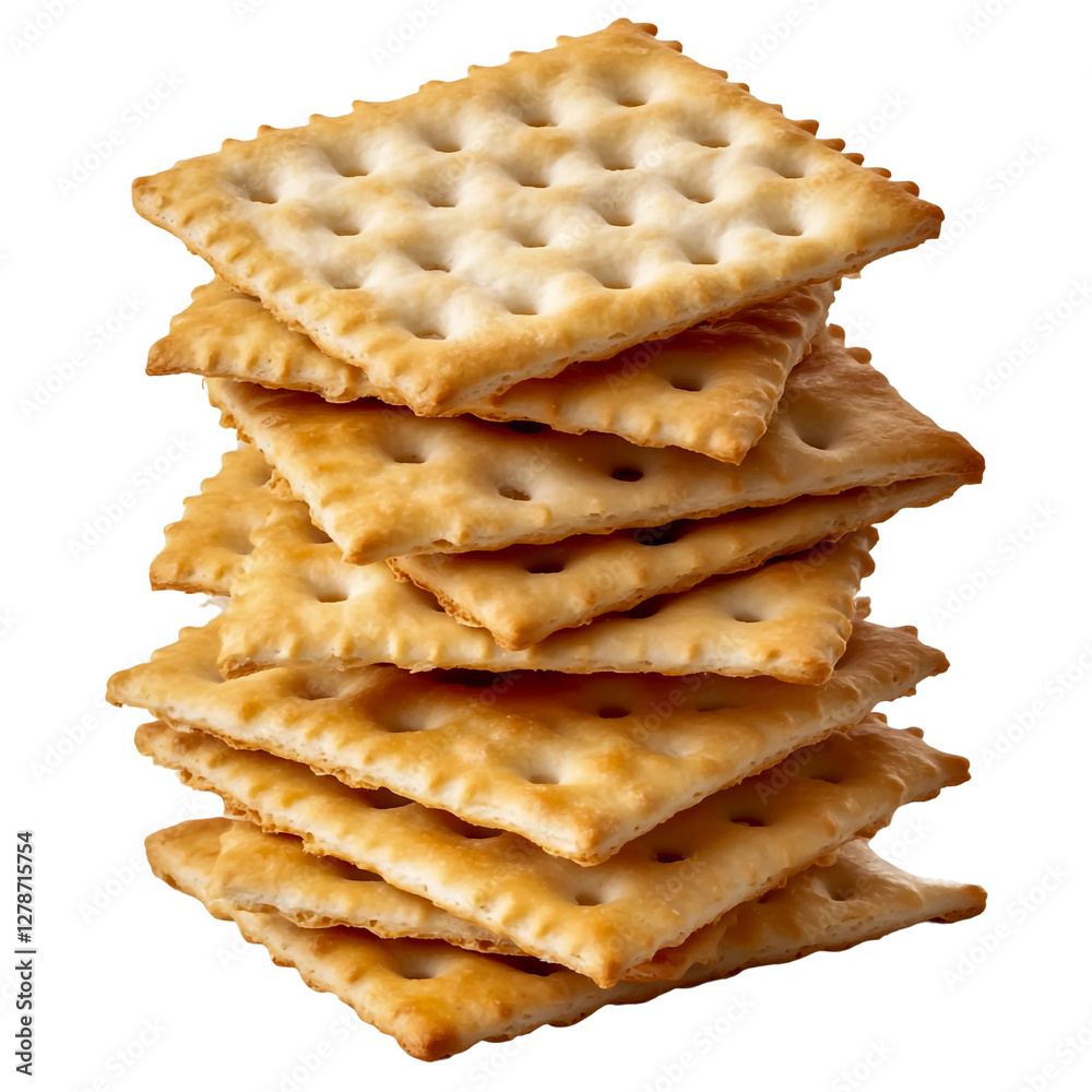 Stack of saltine crackers on a transparent background, isolated. Stack of saltine crackers on a transparent background, isolated.