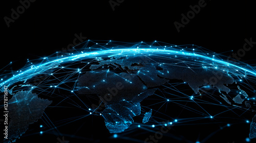 Futuristic digital globe illustrating vibrant network and data connections, representing the interconnectedness of our global society