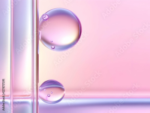 Pink Pastel 3D Sphere Abstr...