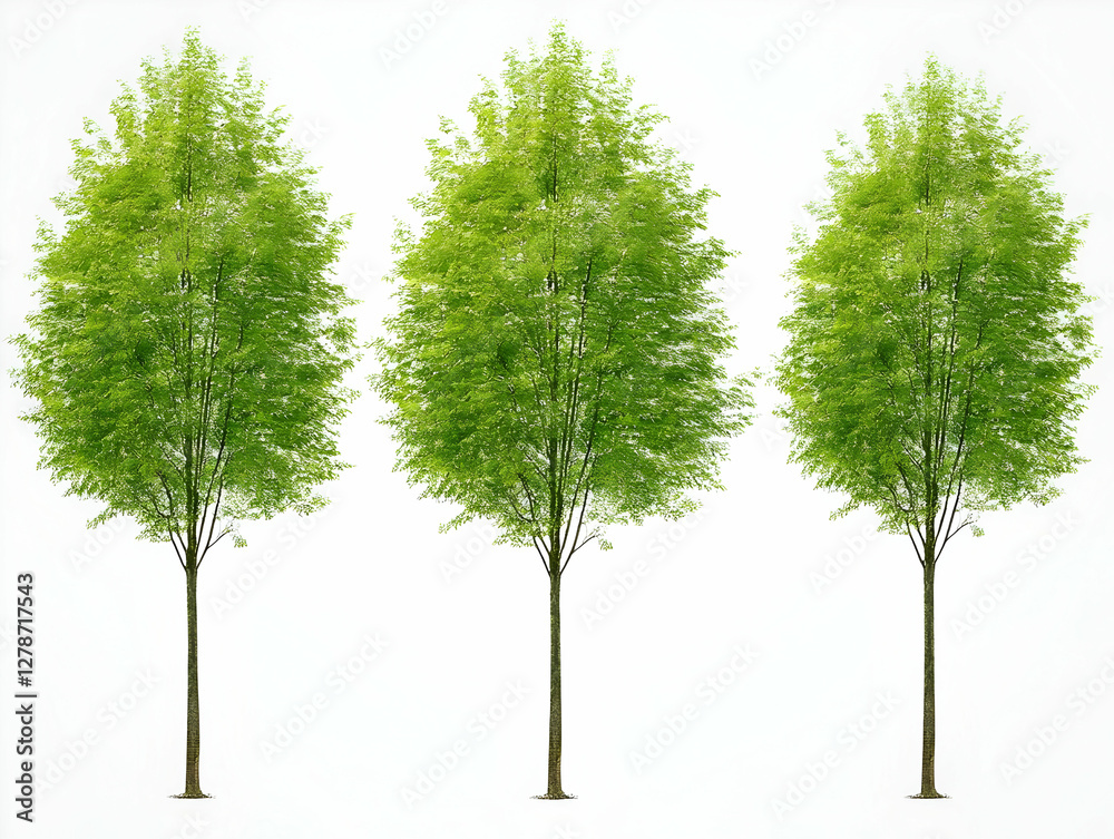 Obraz premium Three Lush Green Trees Illustration