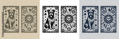 dog vector playing card tattoo design