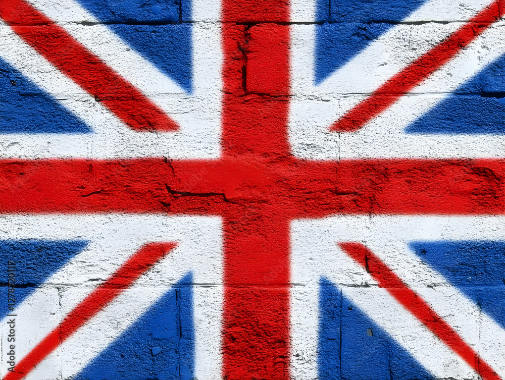 Fototapeta premium Union Jack Brick Wall Graffiti Illustration