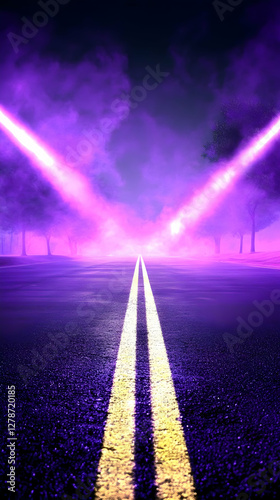 Purple Night Road Abstract ...