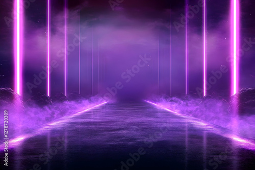 Purple Neon Lights Abstract...