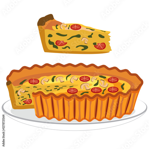 Vegetable Quiche and Sliced ​​Vegetable Quiche.