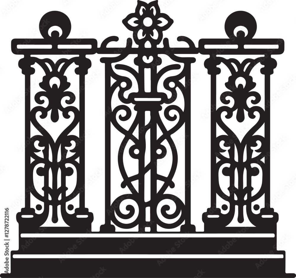 Decorative ornamental metal fence silhouette design vector art illustration Decorative ornamental metal fence silhouette design vector art illustration