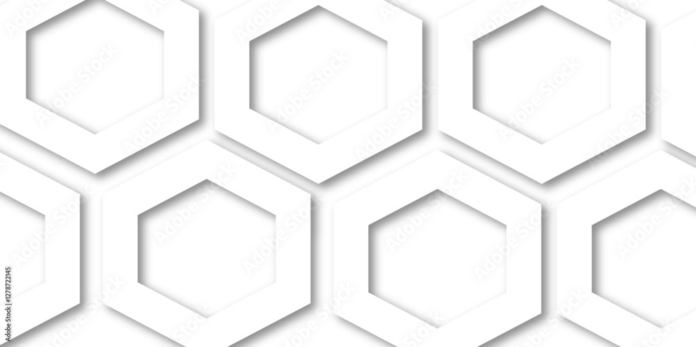Abstract modern hexagonal effect for line geometric technology 3d white bright hexagon polygonal honeycomb luxury pattern vector white background. Abstract modern hexagonal effect for line geometric technology 3d white bright hexagon polygonal honeycomb luxury pattern vector white background.