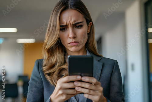 Businesswoman Checks Phone,...
