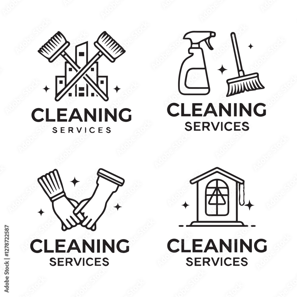 Fototapeta premium Hand drawn cleaning service logo