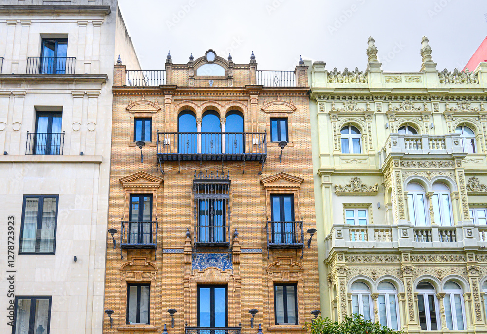Fototapeta premium Facade of old building, Seville, Spain.