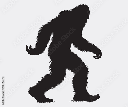 Bigfoot Silhouette, Bigfoot Illustration and Vector, Sasquatch Silhouette