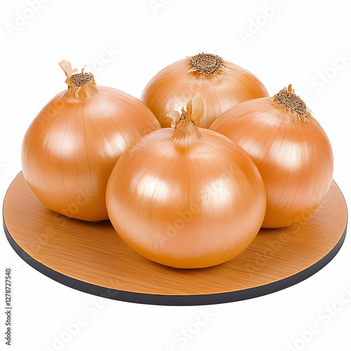 Wallpaper Mural Golden Onions on Wooden Tray Realistic Image Torontodigital.ca