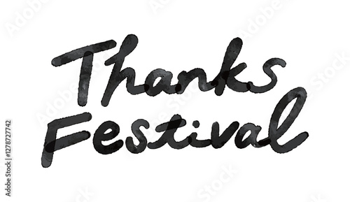 「Thanks Festival」の手書き水彩文字　ベクターイラスト