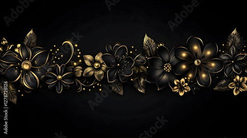 Elegant Black Gold Floral I...