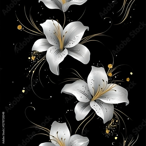 Elegant White Lilies Illust...