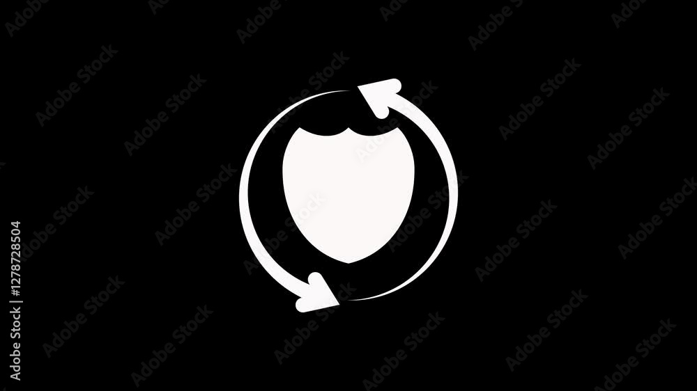 Protection sign shield with padlock icon. security concept logotype icon animation.Lock on the shield security concept animation. Isolated on black.4k video.