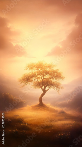 Golden Hour Landscape Illus...