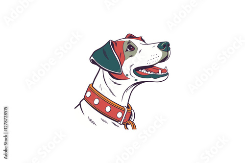 playful dog portrait vector art illustration on white background